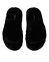 Dolce & Gabbana Black Faux Fur Flats Men Sandals Shoes